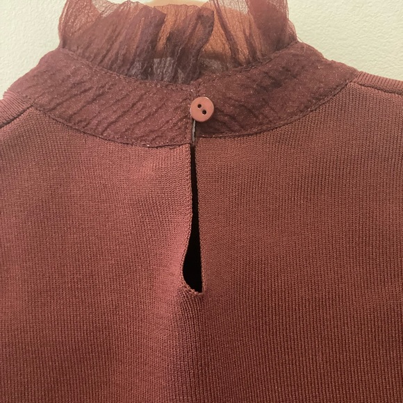 NWOT Zara burgundy blouse size medium featured on SS - Picture 6 of 10